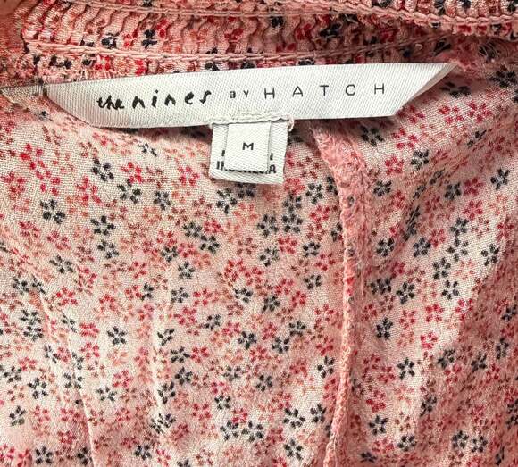 The Nines by HATCH Pink Ditsy Floral Smocked Strapless Tube Top Mini Dress Size - Picture 3 of 3